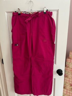 koi pink Drawstring Cargo Scrub Pants